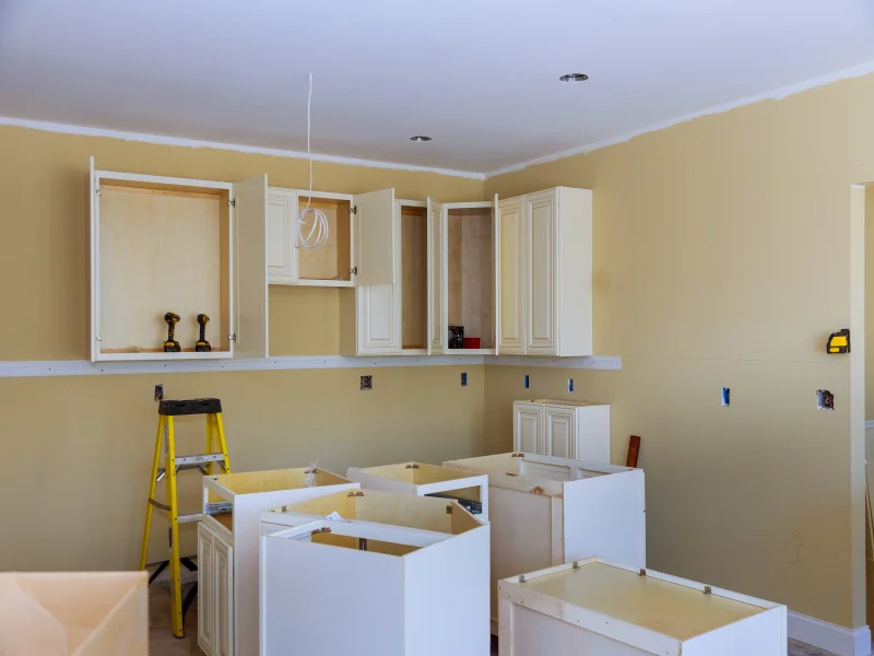 Cabinet painting before and after Toronto kitchen transformation